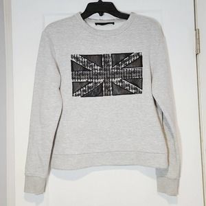 Karl Lagerfeld Light Gray Sweatshirt with Black Union Jack Patch
